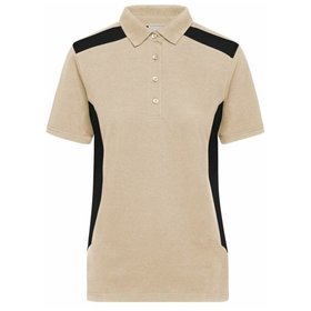 James & Nicholson - Damen BIO Workwear Poloshirt Kontrast JN1825, stein-grau/schwarz, Größe 3XL