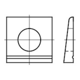 Vierkantscheiben für T-Träger,14% Neigung, DIN 435 Stahl ÜH blank , Größe 9