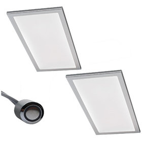 Rolux - 2er-Set LED Leuchte BASSO 2x6W, Edelstahl-Optik, 3000K warmweiß