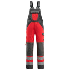 MASCOT® - Gosford Latzhose mit Knietaschen - SAFE LIGHT - hi-vis Rot/Dunkelanthrazit, Gr. 82C44