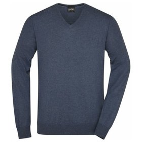 James & Nicholson - Herren Seide-Kaschmir Pullover JN664, navy-blau-melange, Größe XXL