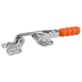 KIPP - HAKENSPANNER HORIZONTAL, MIT GEGENHALTER, EDELSTAHL BLANK, KOMP:KUNSTSTOFF ORANGE ÖLBESTÄNDIG,