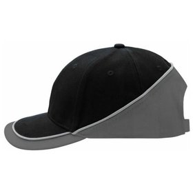 James & Nicholson - 6 Panel Paspel Cap MB6506, schwarz/dunkelgrau/hellgrau, Einheitsgröße