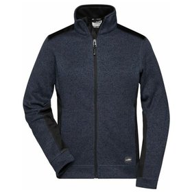 James & Nicholson - Damen Strickfleece Workwear Jacke JN861, carbon-melange/schwarz, Größe 4XL