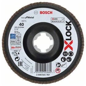 Bosch - X-LOCK Fächerschleifscheibe, X571, Best for Metal, gewinkelt, Ø125 mm, K 40, 1St (2608621767)