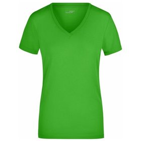 James & Nicholson - Damen Elastic V-Shirt JN928, lime-grün, Größe S