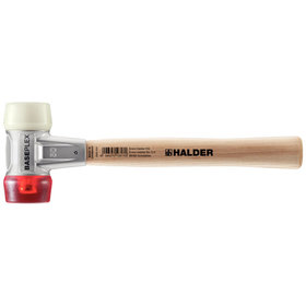 HALDER - BASEPLEX-Schonhammer, Nylon / Celluloseacetat mit Zinkdruckguss-Gehäuse und Holzstiel | D=50 mm | 3968.050