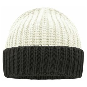 James & Nicholson - Softstrick Beanie MB7128, weiß/carbon, Einheitsgröße