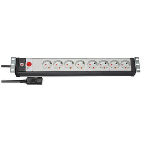 brennenstuhl® - Premium-Line 19" Steckdosenleiste 8-fach (mit Kaltgerätestecker, 3m H05VV-F 3G1,0 Kabel) schwarz/lichtgrau