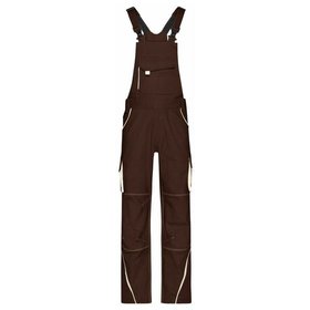 James & Nicholson - Workwear Latzhose JN848, braun/stein-grau, Größe 44