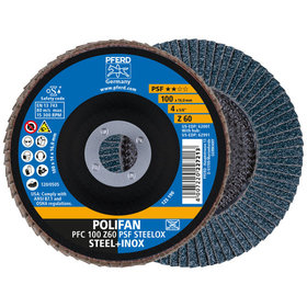 PFERD - POLIFAN Fächerscheibe PFC 100x16 mm konisch Z60 Universallinie PSF STEELOX Stahl/Edelstahl