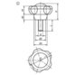 KIPP - FÜNFSTERNGRIFF D1=63 D=M10X20 H=44, FORM:L, THERMOPLAST SCHWARZGRAU RAL7021, KOMP:STAHL, DECKEL:GRAU RAL7035