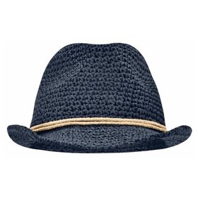 James & Nicholson - Sommer Häkelhut MB6704, navy-blau/sand, Größe L/XL