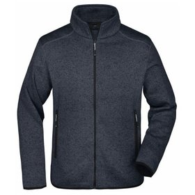 James & Nicholson - Herren Fleece Strickjacke JN762, dunkelgrau-melange/silber, Größe L