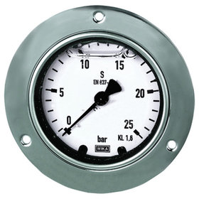 RIEGLER® - Glyzerinmanometer, Frontring, G 1/2" hinten exzentrisch, 0-4,0 bar, Ø100