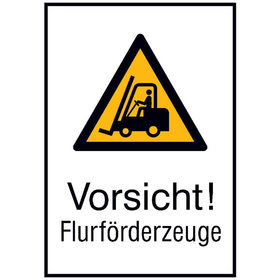 SafetyMarking® - Warnzeichen W014 "Warnung vor Flurförderzeugen" Alu geprägt, 262x371mm