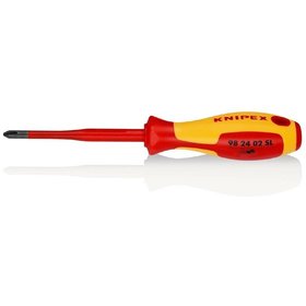 KNIPEX® - Schraubendreher (Slim) für Kreuzschlitzschrauben Phillips® brüniert, isolierender Mehrkomponenten-Griff, VDE-geprüft 212 mm 982402SL