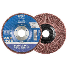 PFERD - POLINOX Vlies-Schleifdisc PNZ Ø 125 mm Bohrung-Ø 22,23 mm A180 für Feinschliff und Finish