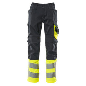 MASCOT® - Leeds Hose mit Knietaschen SAFE SUPREME, Schwarzblau/hi-vis Gelb, Größe 76C56