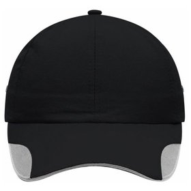 James & Nicholson - 6 Panel Polyamid Cap MB6203, schwarz/silber, Einheitsgröße