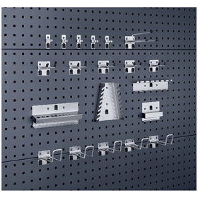 bott - perfo Sortiment mit 20 Teilen, 10 Haken, 5 Werkzeugklemmen, 5 Halter