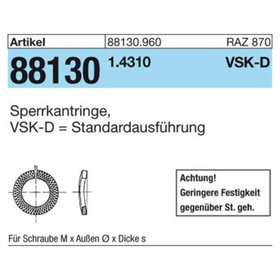 Sperrkantringe ART 88130 Standardausführung 1.4310 VSKD 4 S