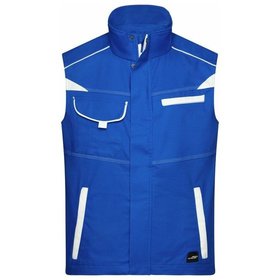 James & Nicholson - Workwear Weste JN850, königs-blau/weiß, Größe XL