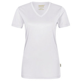 HAKRO - Damen V-Shirt COOLMAX® 187, weiß, Größe XL