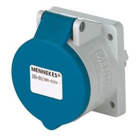 MENNEKES - CEE-Anbausteckdose 3p 16A 230V/bl 6h ger IP44 schraublose Klemmen kst 75x75mm