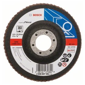 Bosch - Fächerschleifscheibe X551, Expert for Metal, gerade, 115mm, 80, Glasgewebe