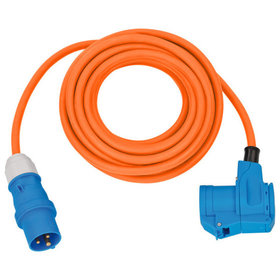 brennenstuhl® - Camping CEE-Verlängerungskabel mit CEE-Stecker und Winkelkupplung inkl. Schutzkontakt-Kombisteckdose (10m Kabel in orange, 230V/16A)