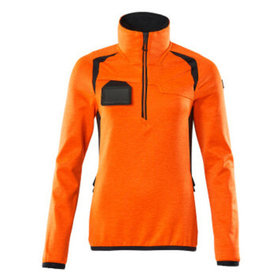 MASCOT® - Fleecepullover mit kurzem Reißverschluss - ACCELERATE SAFE - hi-vis Orange/Schwarzblau, Gr. L