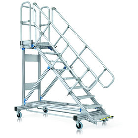 ZARGES - Plattformtreppe, fahrbar 5 Stu. 60° 1250mm Breite Stufen 600mm Anz.Lenkr. 4