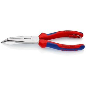 KNIPEX® - Flachrundzange mit Schneide (Storchschnabelzange) verchromt, mit Mehrkomponenten-Hüllen, mit integrierter Befestigungsöse zum Anbringen einer Absturzsicherung 200 mm 2625200T