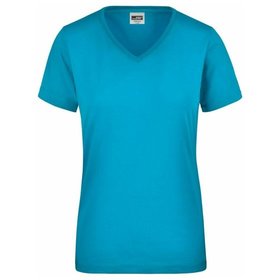 James & Nicholson - Damen Work T-Shirt JN837, türkis, Größe XL