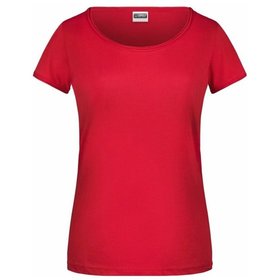 James & Nicholson - Damen T-Shirt Rollsaum 8001, rot, Größe XXL