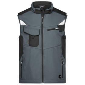 James & Nicholson - Workwear Softshell Weste JN845, carbon/schwarz, Größe S