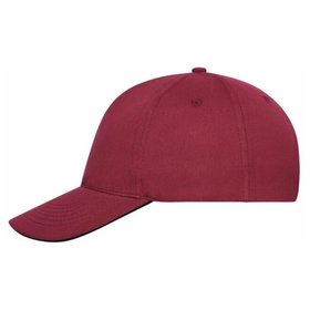 James & Nicholson - 5 Panel Sandwich Cap Bio Baumwolle MB6238, burgunder-rot/schwarz, Einheitsgröße