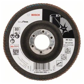 Bosch - Fächerschleifscheibe X581, Best for Inox, gewinkelt, 115mm, 80, Glasgewebe (2608608265)