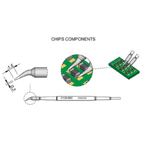 JBC - Entlötspitze Serie C120 Chip-Komponenten, C120902/ø0,3mm, gebogen