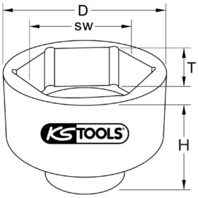 KSTOOLS® - 1" Achsmuttern-Schlüssel, 8-kant, kurz, 70 mm