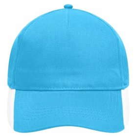 James & Nicholson - 5 Panel Contrast Cap MB6502, aqua-blau/weiß, Einheitsgröße