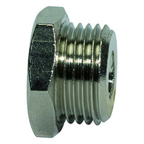 RIEGLER® - Reduziernippel »value line«, G 1/4" A, G 1/8" I, SW 17, Messing vernickelt