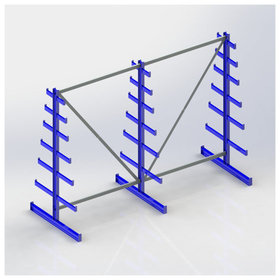 META® - Langgutregal System ATLAS ST doppelseitig 3 Ständer RAL 5010 2000 x 500 x 2700mm Fachlast bis 150kg