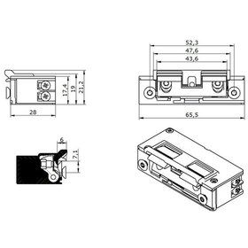 Openers & Closers - Elektro-Türöffner,mit Fallengleitdeckel 5U0X21 AC/DC, B 17,4, H 65,5, T 31,4