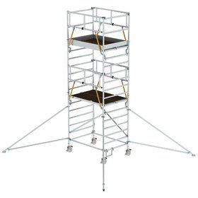 MUNK Günzburger Steigtechnik - Rollgerüst SG 1,35 x 1,80 m mit Ausleger & Doppel-Plattform Plattformhöhe 4,47 m