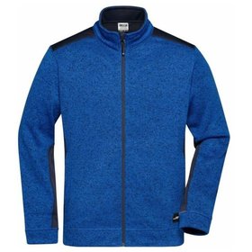 James & Nicholson - Herren Strickfleece Workwear Jacke JN862, königs-blau/navy-blau, Größe 3XL