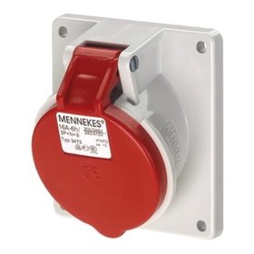 MENNEKES - CEE-Anbausteckdose 5p 16A 400V/rt 6h kst IP44 schraublose Klemmen abgew 92x100mm