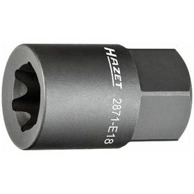 HAZET - Bremssattel Steckschlüssel-Einsatz 2871-E18, Sechskant 22mm, für Außen-TORX® E18