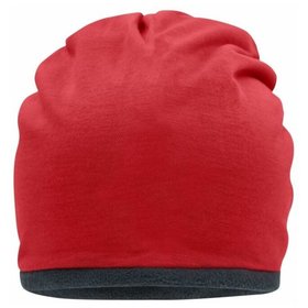 James & Nicholson - Jersey Beanie MB7131, rot/carbon, Einheitsgröße